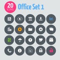 Flat minimalistic office 1 icons on dark gray