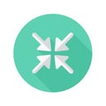 Flat Minimize Icon with Arrows on Green Background