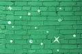 Flat mint green color brick wall matte texture