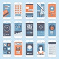 Flat mobile touch screen phones interface windows vector Royalty Free Stock Photo