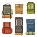 Flat modern backpacks set