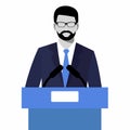 The flat modern design of Businessman giving a presentation. orator speaking