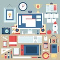 Flat modern design illustration concept of creative office workspace..