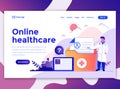 Flat Modern design of wesite template - Online Healthcare Royalty Free Stock Photo