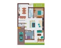 Flat Modern Family House Interior And Room Spaces Floor Plan From Top View Illustration