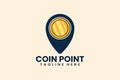 Flat modern gold coin pin point logo template