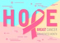 Flat modern minimal pink hope breast cancer awareness tape icon