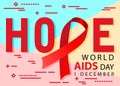 Flat modern minimal red hope world aids day 1 december awareness tape icon on blue, pink and yellow pastel colored background Royalty Free Stock Photo