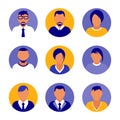 Flat modern purple minimal avatar icons. Business concept, global communication. Web site user profile. Social media