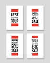 Flat modern sale posters. Best shopping tour. Special discount 50 off sale. Only this week big sale.