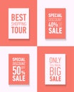 Flat modern sale posters. Best shopping tour. Special discount 50 off sale. Only this week big sale.