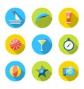 Flat modern set icons of traveling, planning summer vacation