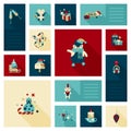 Flat modern style Christmas decoration elements icon set Royalty Free Stock Photo