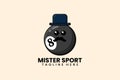 Flat modern template mister Billiard ball logo Royalty Free Stock Photo