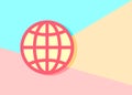 modern trand globe planet icon on blue and pink background