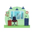 Flat Modern Workplace with File Cabinet illustration Royalty Free Stock Photo