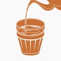 Flat Monochrome Pouring Masala Chai Vector Illustration