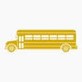 Flat Monochrome Side View School Bus Vector Illustration Royalty Free Stock Photo