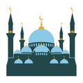 Flat Mosque Illustration with Crescent Moons Royalty Free Stock Photo