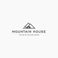 flat MOUNTAIN HOUSE peak home chimney Logo design