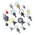 Mouse pointer icons set, flat style Royalty Free Stock Photo