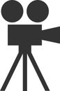 Flat movie camera icon on the tripod. Royalty Free Stock Photo