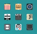 Flat movie icon set Royalty Free Stock Photo