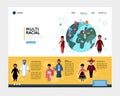 Flat Multiracial People Website Concept