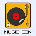 Flat musical icon of vinyl deck. Royalty Free Stock Photo