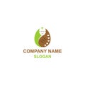 Nature baby care logo, cute baby wrapped in blankets and leaf as nature symbol.