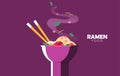 Flat noodle ramen graphic vector illustration