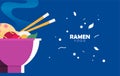 Flat noodle ramen graphic vector illustration