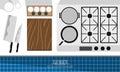 Flat object design set, chef profession kitchen