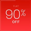 Flat 90% Off - Modern Flat Style Design Banner On Red Background For Labels, Discount badge, Marketing, Promotion, Advertise, Sale