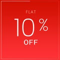 Flat 10% Off - Modern Flat Style Design Banner On Red Background For Labels, Discount badge, Marketing, Promotion, Advertise, Sale