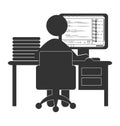 Flat office computer icon with chat isolated on white Royalty Free Stock Photo