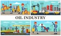 Flat Oil Industry Composition Royalty Free Stock Photo