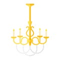 Flat old-fashioned chandelier, Interior. Vector editable clip-art