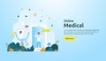 Flat online medical advice or health care service. Call doctor support concept with people character. template for web landing Royalty Free Stock Photo