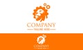 Orange Color Abstract Leon Head Gear Logo Design Royalty Free Stock Photo