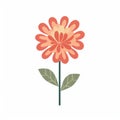 Flat Orange Flower Illustration: Minimalist Japanese Woodblock-inspired Print