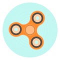 Flat orange hand spinner icon. Fashion antistress toy symbol