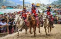 Flat out horseriders, todos santos horse race, Todos Santos CuchumatÃÂ¡n, Huehuetenango, Guatemala Royalty Free Stock Photo