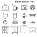 Flat outline design elements of Beekeeping and apiculture.