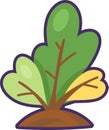 Flat Outline Green Turnip And Beet Leaves Icon