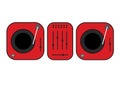 Flat outlined dj turntables illustration. Red vinyl turntable. Flat style vector drawing. Red gramophone. Dj set