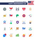 Flat Pack of 25 USA Independence Day Symbols of american; burger; building; usa; love