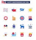 Flat Pack of 16 USA Independence Day Symbols of american; hand; military; foam hand; food