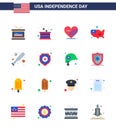 Flat Pack of 16 USA Independence Day Symbols of baseball; united; independence; states; flag