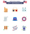 Flat Pack of 9 USA Independence Day Symbols of cap; usa; calender; american; file